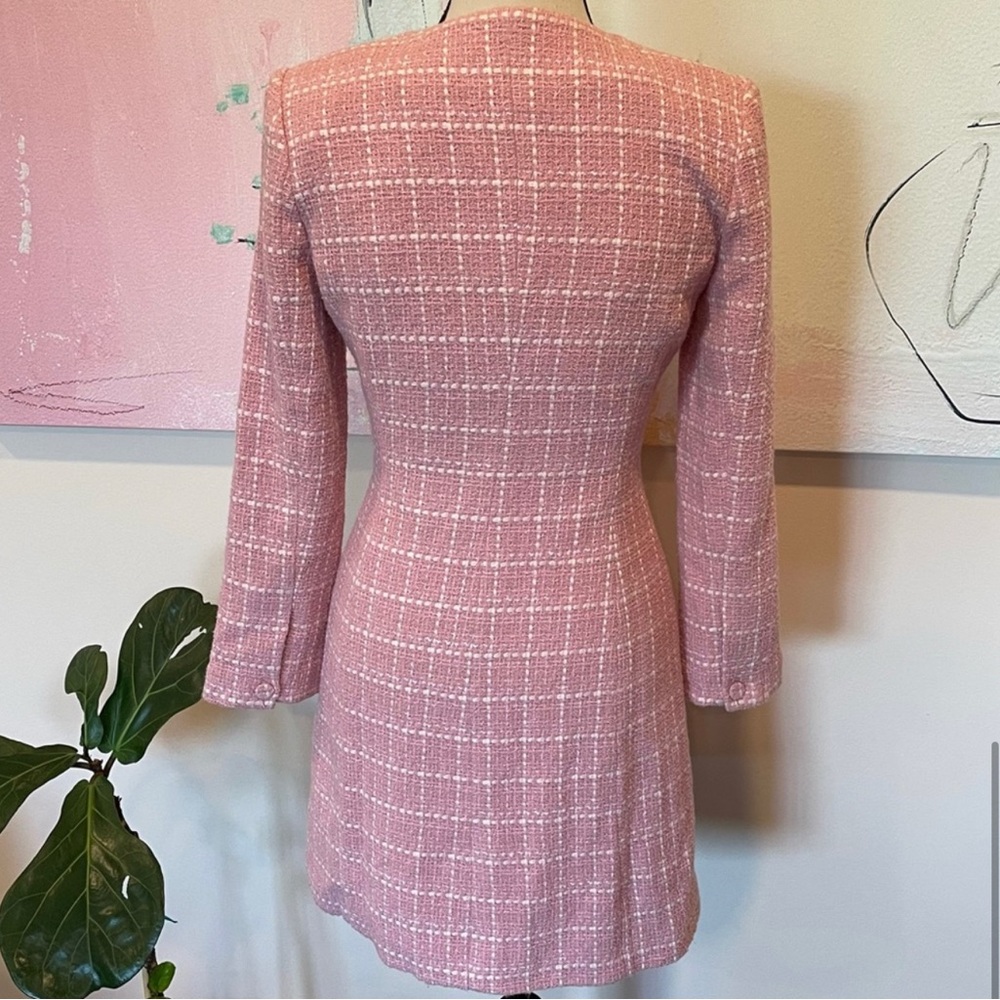 Favorite Daughter Tweed Plaid Button Midi Dress Old Money Quiet Luxury Sz 2 - Picture 6 of 8
